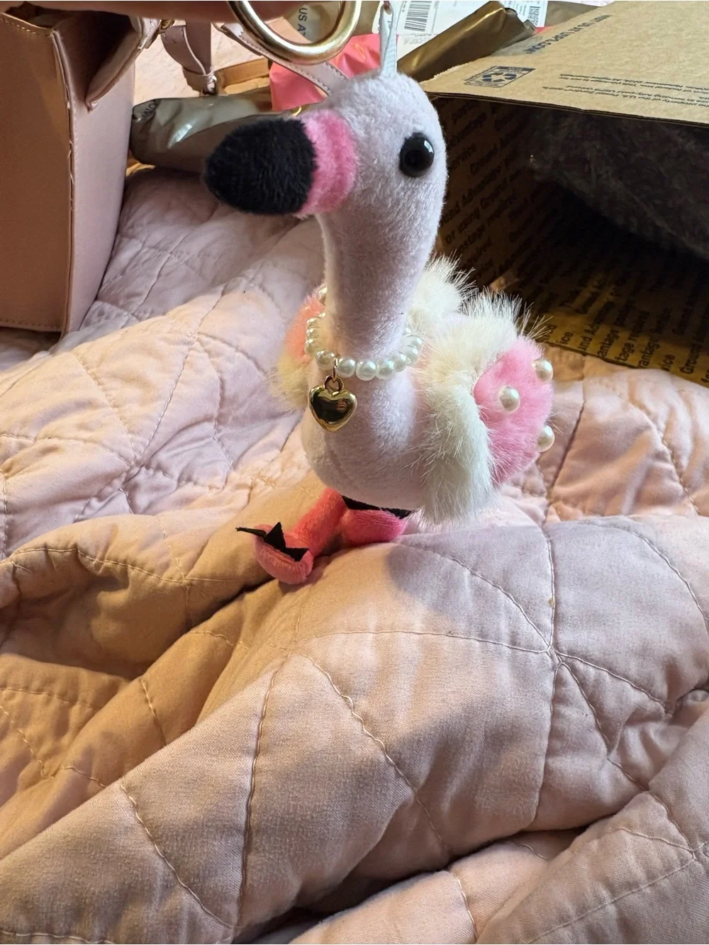 Natasha flamingo plush pink bag charm/keychain- adorable TikTok viral bag charm